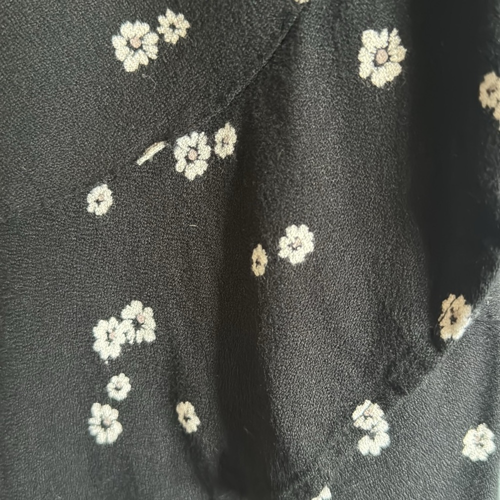 ABERCROMBIE & FITCH BLACK LONG TIE DRESS WITH FLORAL PRINT MEDIUM HIGH LOW - Picture 3 of 5